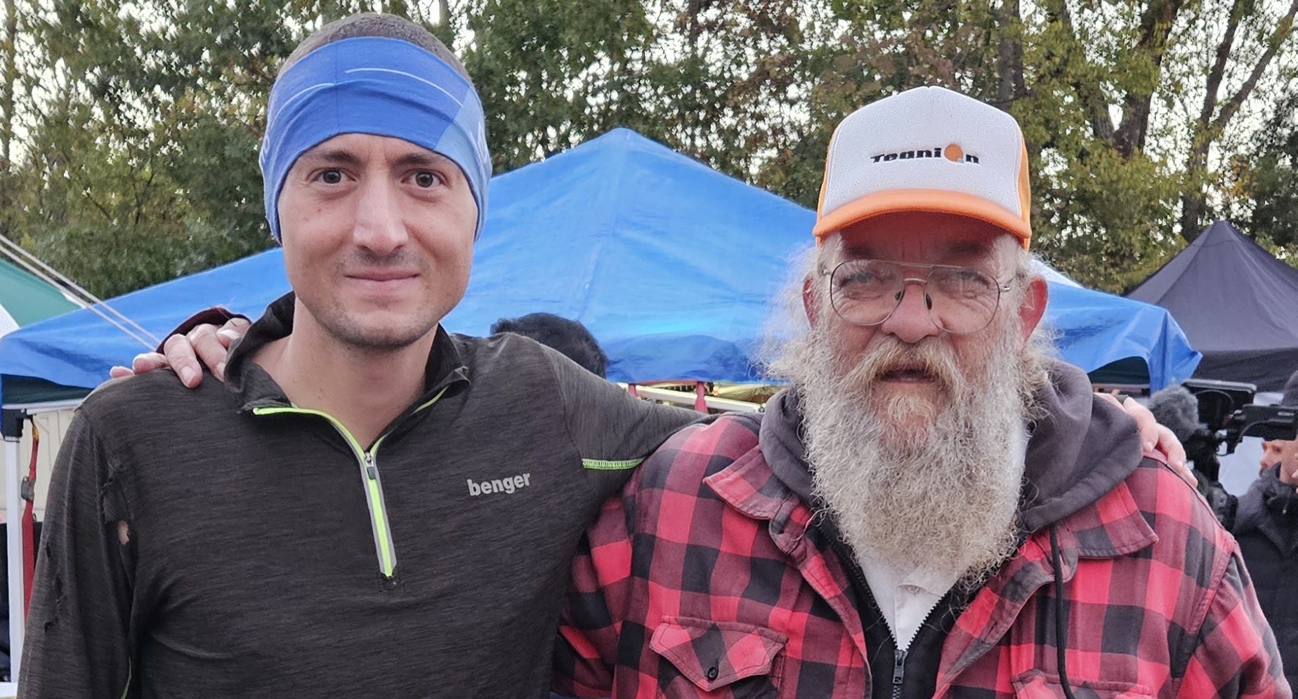 A runner and Lazarus Lake at Big's Backyard Ultra